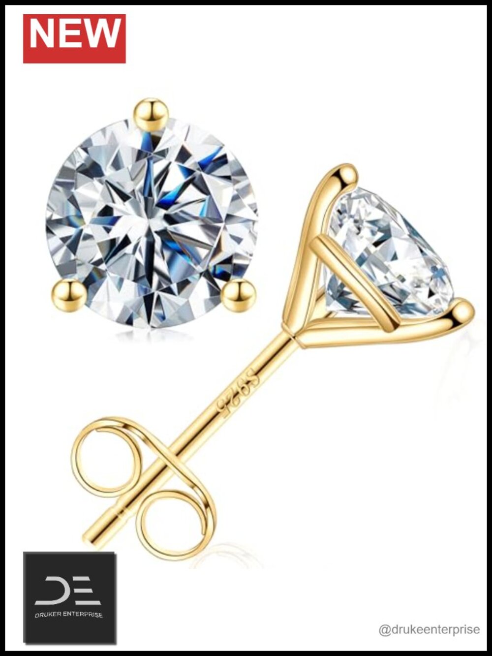 2ct Martini Moissanite Stud Earrings 925 Sterling Silver